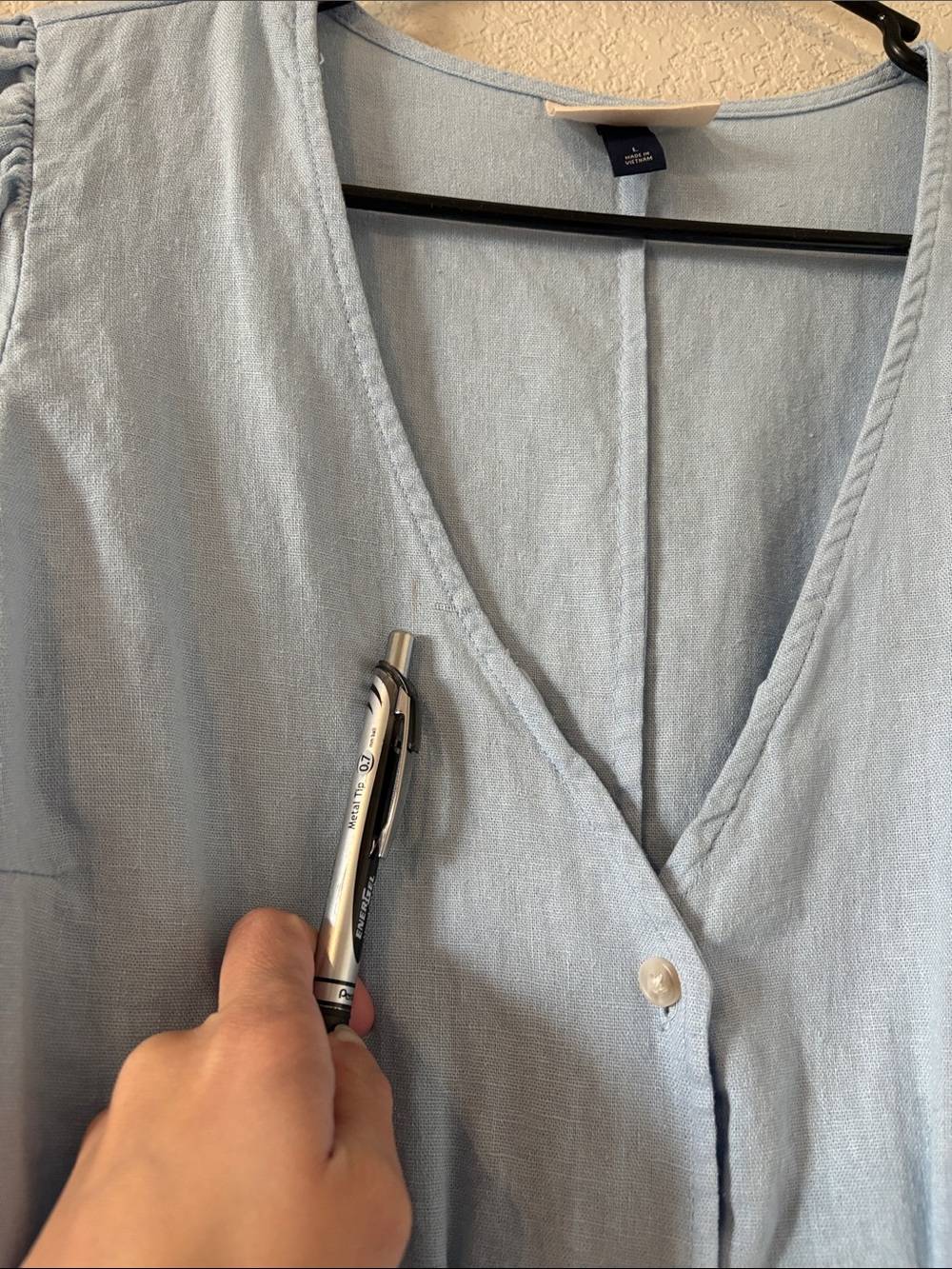 Universal Thread Light Blue Button-Front V-Neck Mini Dress - Picture 3 of 6